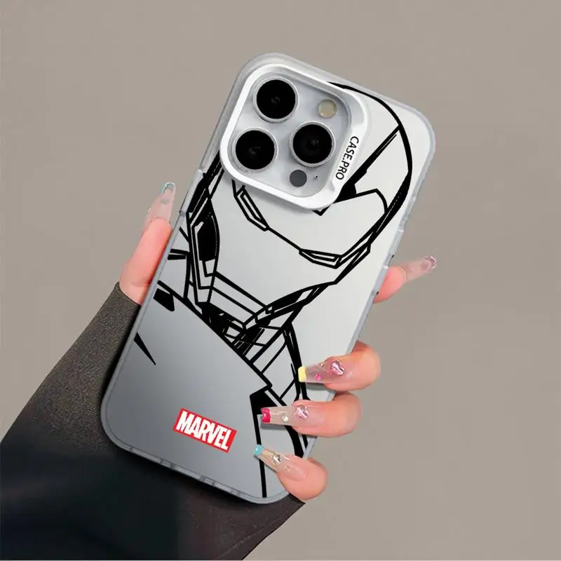 Funda de silicona para teléfono móvil Apple, carcasa protectora a prueba de golpes, SpiderMan, IronMan, para iPhone 11, 13, 15 Pro Max, 14 Plus, 12