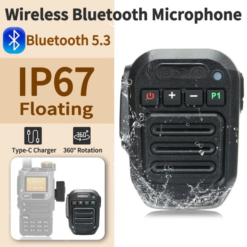 Universal K-head Wireless Bluetooth Hand Mic for Baofeng UV-5R UV-K5 UV-K6 Walkie Talkie Two Way Radio Speaker Microphone