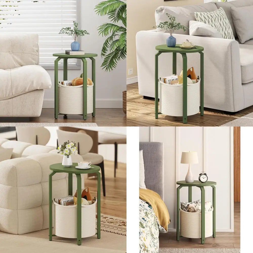 

Овальный приставной столик для хранения вещей, для спальни и гостиной, оливково-зеленый