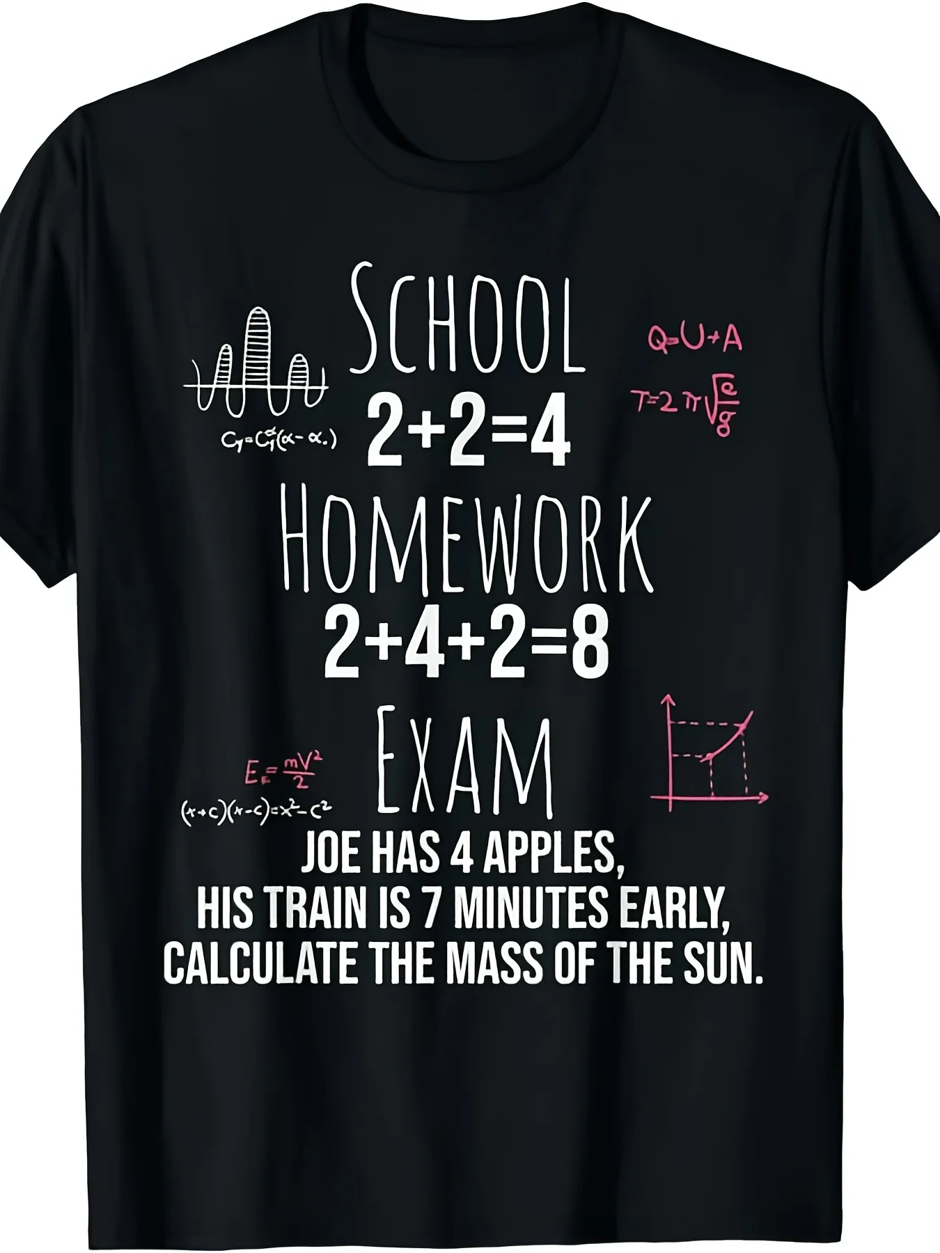 Unisex Fun Math Equation Pattern T-Shirt - Vintage Math Teacher Gift, Featuring Algebra, Geometry, and Calculus Designs - Casual Crew Neck T-Shirt, Suitable for College, School, Halloween, Christmas - Fun Math Enthusiast Apparel, Men's T-Shirt, Patterned T-Shirt, Men's Patterned T-Shirt, Men's Funny T-Shirt, Men's White T-Shirt, Men's Oversized T-Shirt, Men's Designer T-Shirt, Men's Vintage T-Shirt, Men's Funny T-Shirt, Unfitting T-Shirt