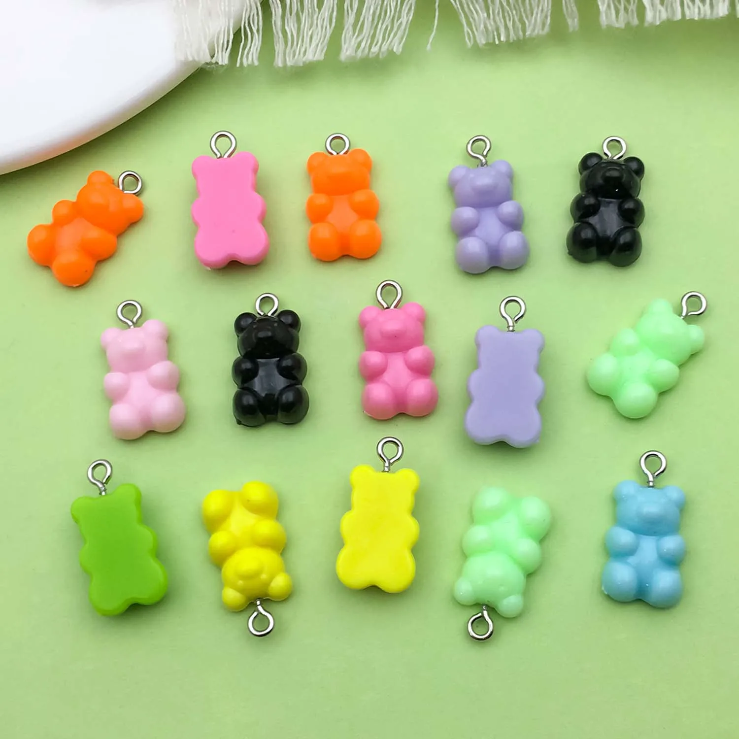 20pcs 11*21mm Colorful Cute Bear Design Charms Acrylic Animal Pendants For DIY Bracelet Necklace Jewelry Making Accessories
