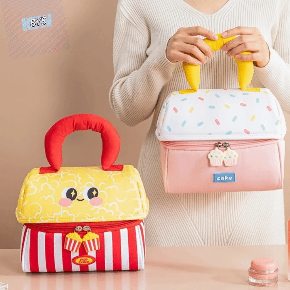 

Oxford Cloth Cartoon Cottage Makeup Bag Large Capacity Zipper Closure Dopamine Cosmetic Case Mushroom Shape Multifunctional