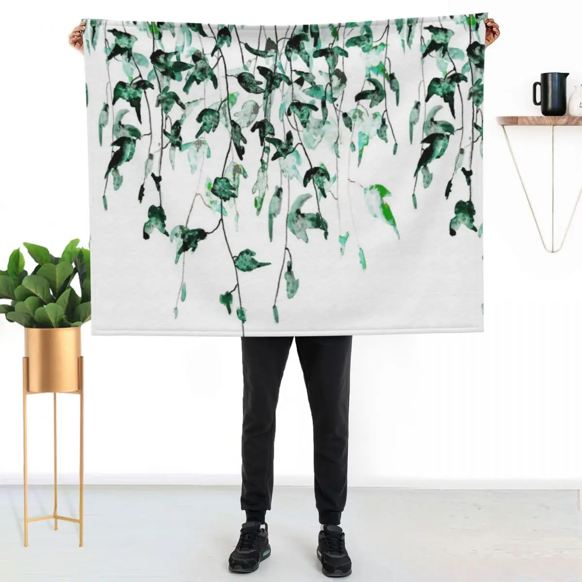 

Ivy on the wall watercolor Throw Blanket Stylish Couch Blanket for Home Living Room