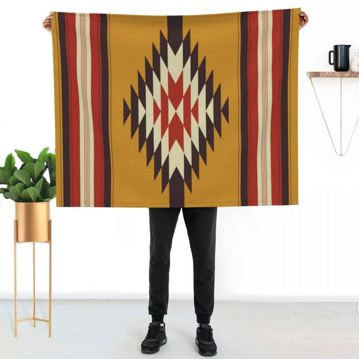 Southwestern Yellow Throw Blanket for winter Bed linens Moving Hair Summer Beddings Camping Blankets