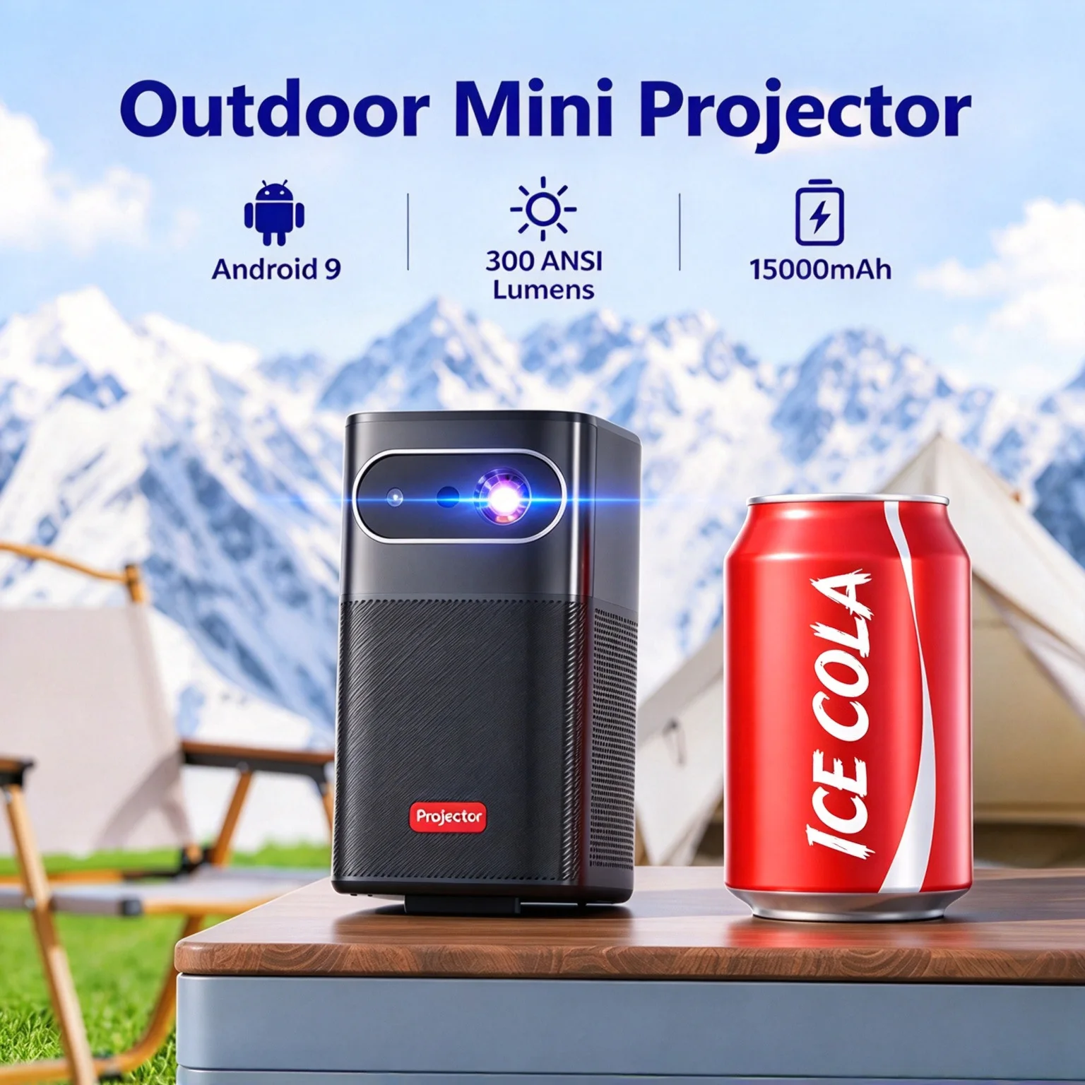 WZATCO M1 Smart WiFi 1080P Android DLP 3D Projector Built-in Battery LED Proyector Portable Mobile Video Projector for Home Use