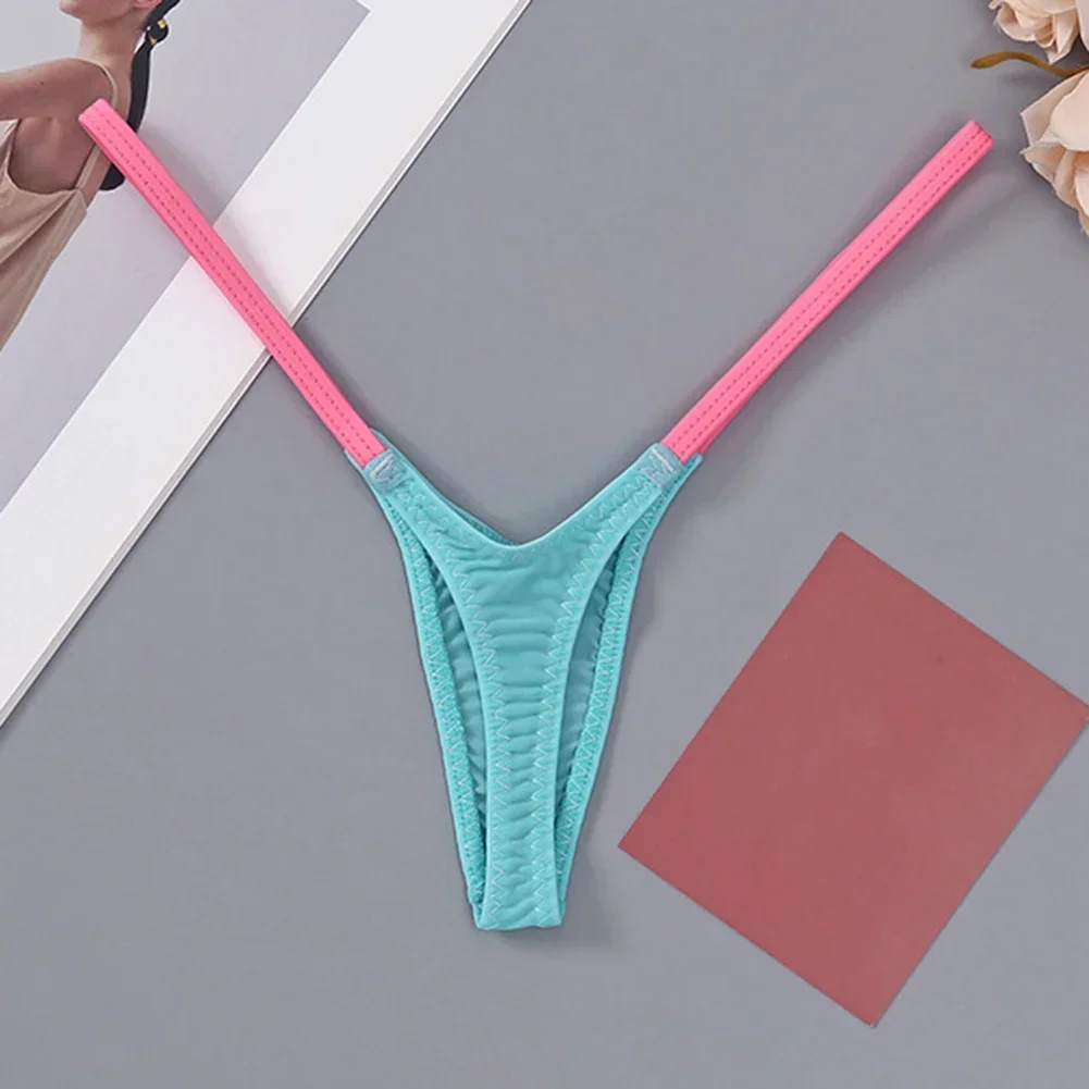 Womens Soft T-Back Sexy Underwear Breathable T-Pants Thin Straps Low Waist Multicolor Stitching Sexy Lingerie Pack Women Thongs
