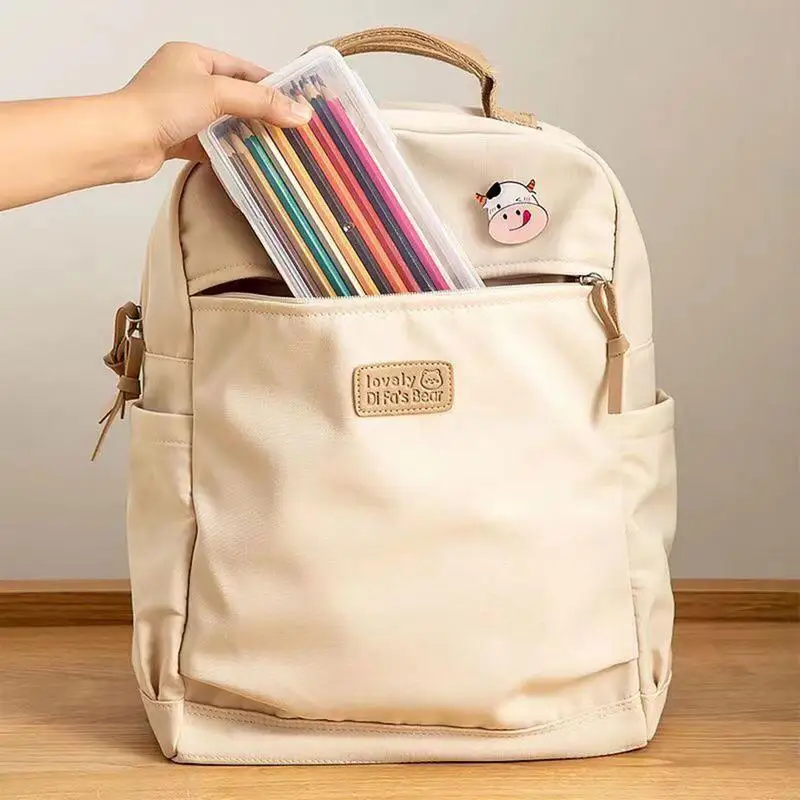 Boîte à Crayons Transparente en Matériau PP, Fournitures de Rangement Multifonction