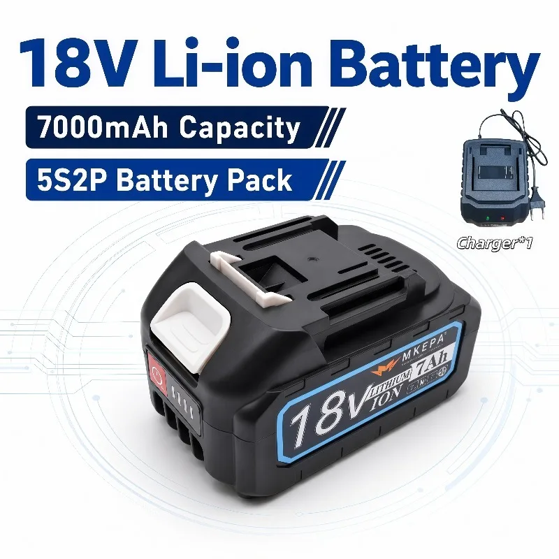 18AV 7000mh  Lithium-Ion Battery for Cordless Power Tools, Compatible with Models BL1850, BL1840, BL1440 (Part No. 196391-6)