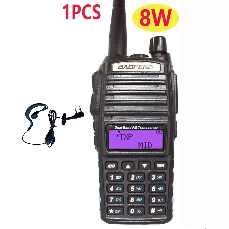 Настоящее портативное FM-радио мощностью 8 Вт, рация Baofeng UV-82, двойной PTT, двустороннее УКВ, УВЧ, любительское радиоприемник UV 82, передатчик UV-5R 9R