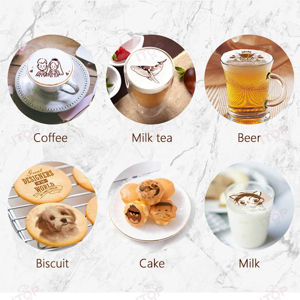 ITOP Coffee Printer Latte Art Printing Machine Food-Grade Natural Caramel Ink Barista Printer