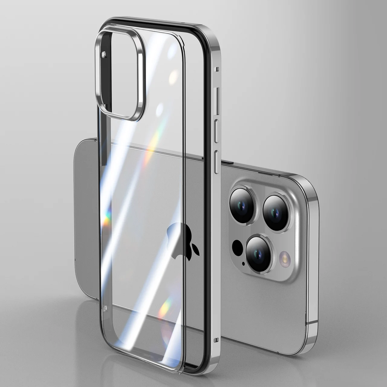 Легкий авиационный алюминиевый бампер, чехол для iPhone 12 13 14 15 Pro Max 15Pro, роскошная силиконовая рамка, съемный прозрачный чехол 2 в 1