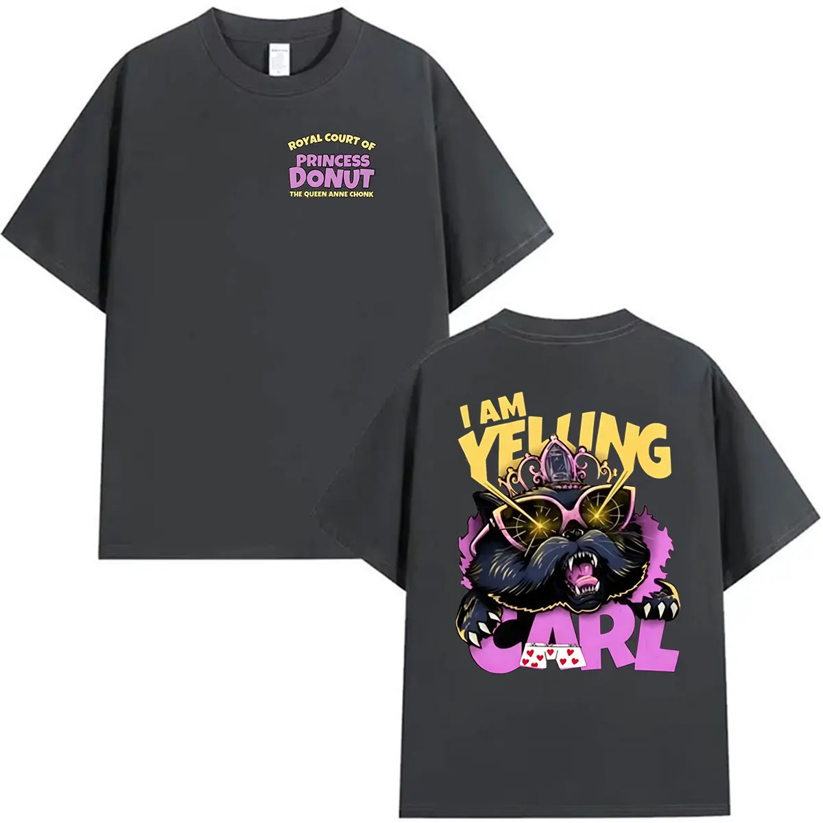 I Am Yelling Carl Two Sides Princess Donut T Shirt Dungeon Crawler Carl Game Cosplay T-shirt Men Women Vintage Short Sleeve Tees