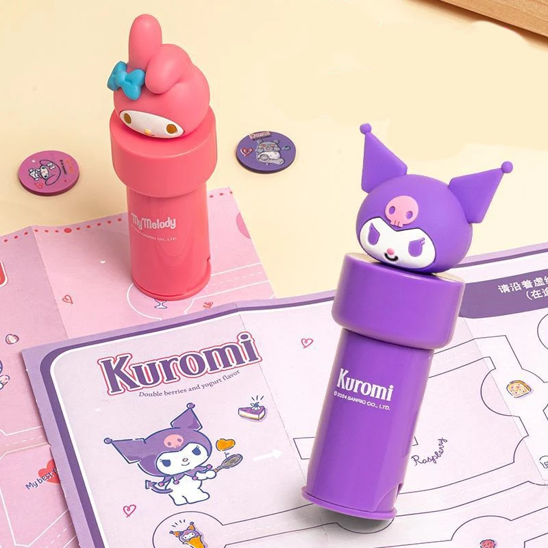 Kawaii Sanrio Anime Peripherals My Melody Kuromi Cartoon 3D Head Sticker Seal Free Food Treasure Hunt Map Birthday Gift