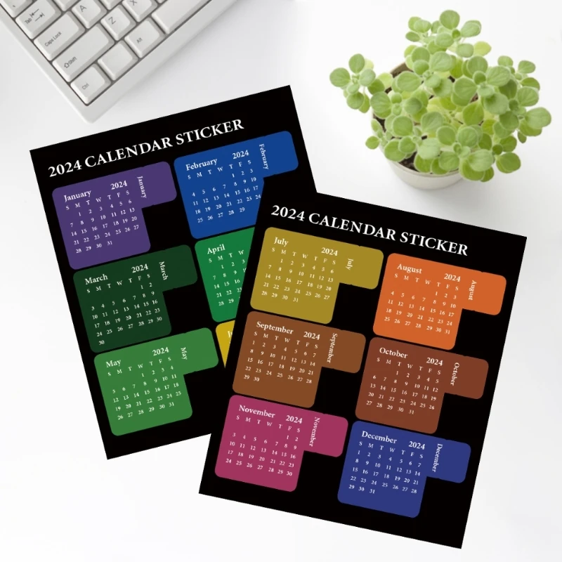 2024 Maandelijkse Kalender Stickers Kleurrijke Index Label Planner Divider Etiketten 12 Maanden Index Stickers voor DIY Planner