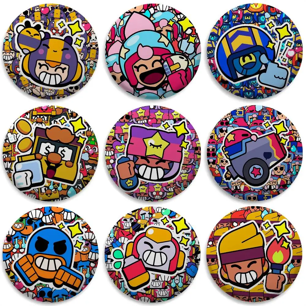 

Hot Game B-BRAWLs Movie Badges Round Exquisite Badge Brooches Creative Pins For Clothes Hat Backpack Gift Accessories