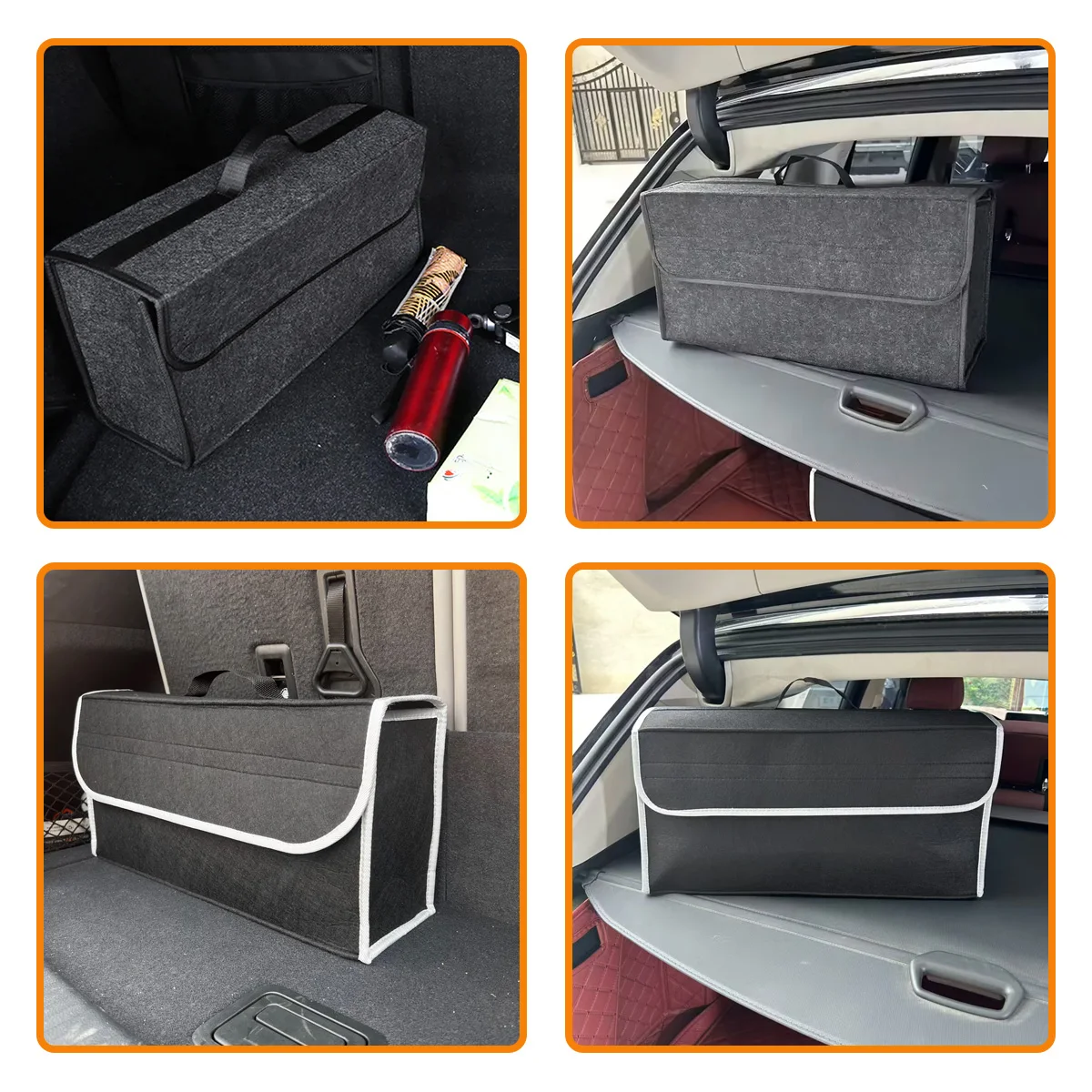 Großer Filz-Auto-Organizer, faltbar, mit Klettverschluss, rutschfest, Auto-Innenzubehör, passend für die meisten Autos – Detail 6
