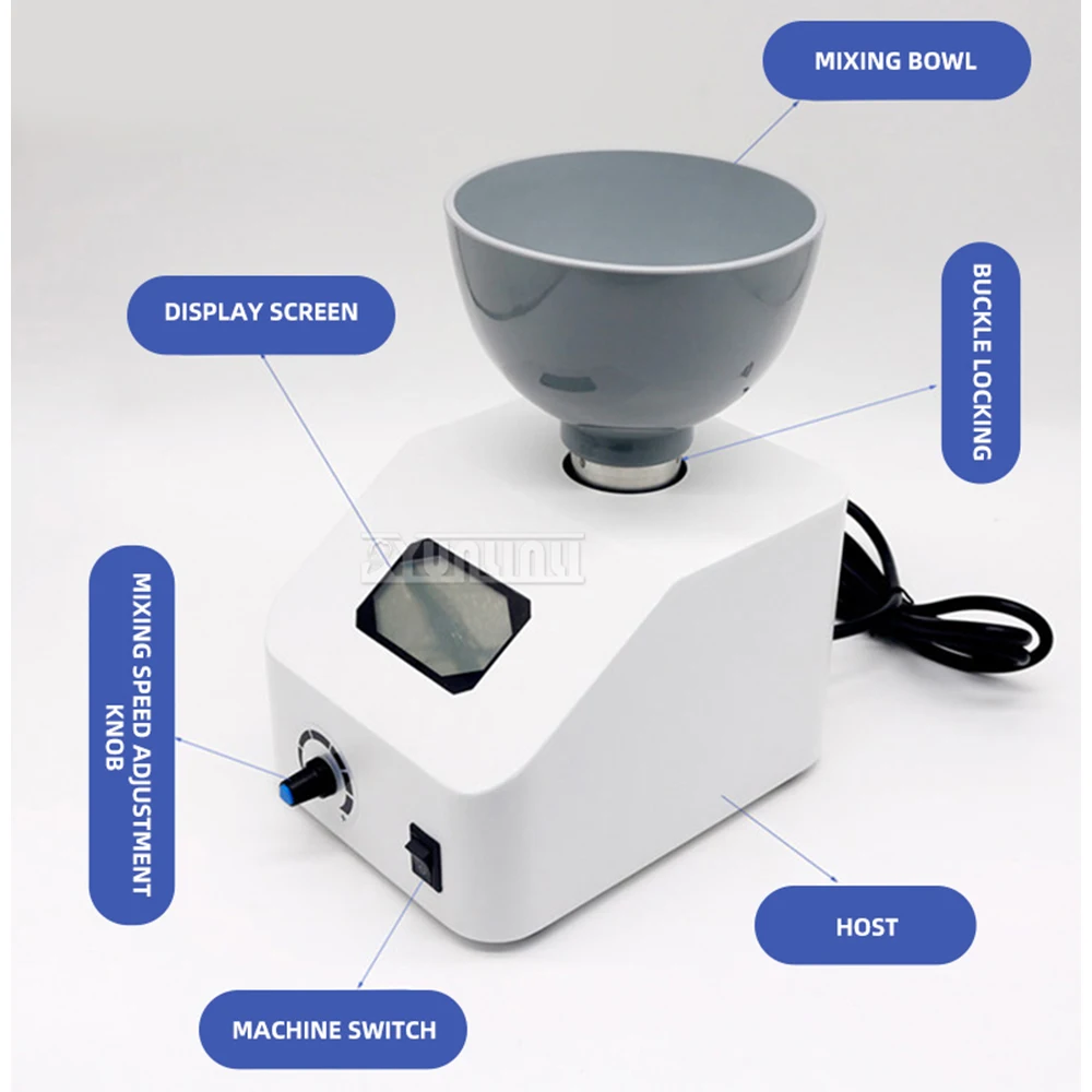 Impression Material Mixing Machine Gypsum & Dental Alginate Mixer, Multifunctional with Digital Display, Adjustable Speed