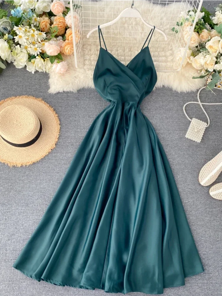 Woherb Summer Long Robe Femme 2026 Elegant Dress Women Bandage Spaghetti  Strap Party Dresses Sexy Tank Backless Maxi Vestidos - AliExpress 200000345