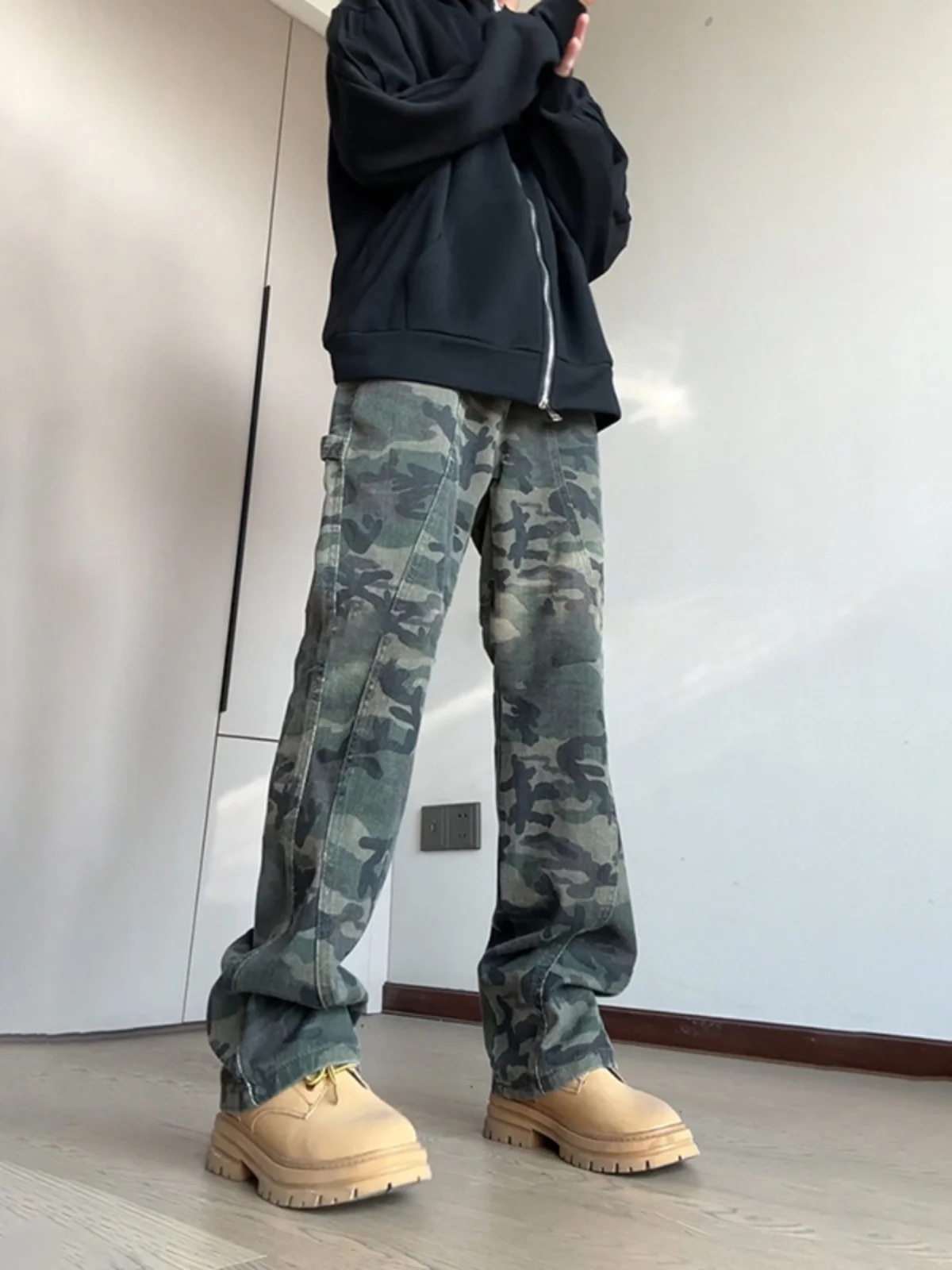 

Камуфляжные рабочие брюки, мужские осенне-зимние дышащие повседневные длинные брюки в стиле милитари, винтажные американские брюки для лесозаготовок...