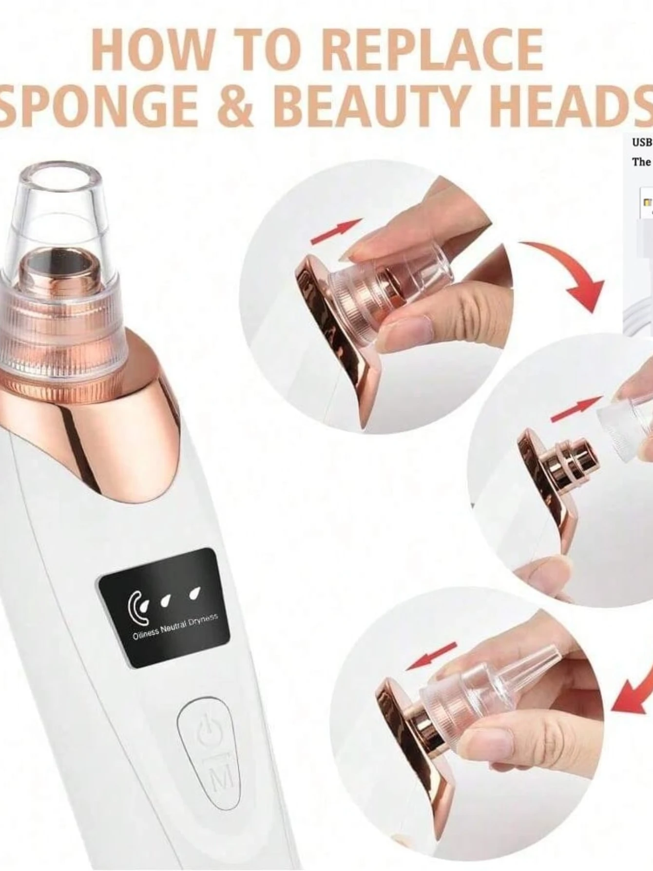 Soins électriques pour la peau du visage, élimination des pores, nettoyant sous vide, élimination de l'acné pour les Pores du visage en profondeur, 5 puissances d'aspiration, dissolvant de points