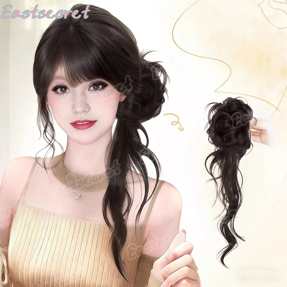 

Синтетический накладной пучок для волос EAST в стиле «Драконья борода», ретро-корейский стиль, элегантный, объемный, для ленивой укладки, заколка-парик