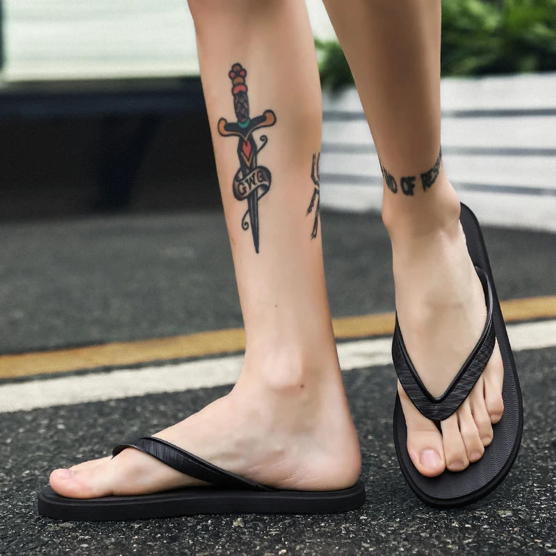 نعل غير قابل للانزلاق ناعم، مريح، جودة عالية، عصري، متين، أحذية شاطئ عديمة الرائحة، أرضيات قلابة، أحذية رجالية صيفية 2025 #3