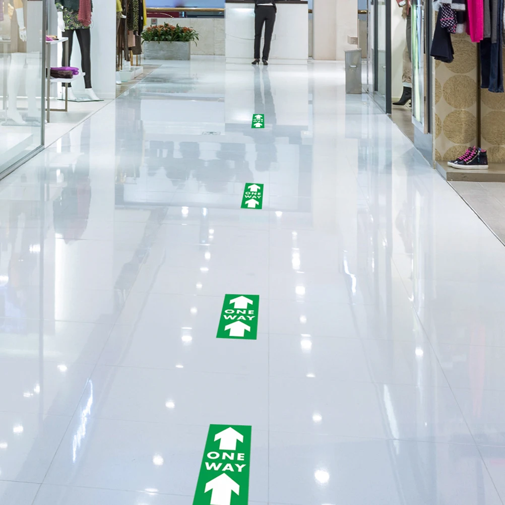 10pcs Waterproof Floor Stickers Social Distance Signs One Way Marker Ground Warning Stickers For Supermarket Store Bank Traffic