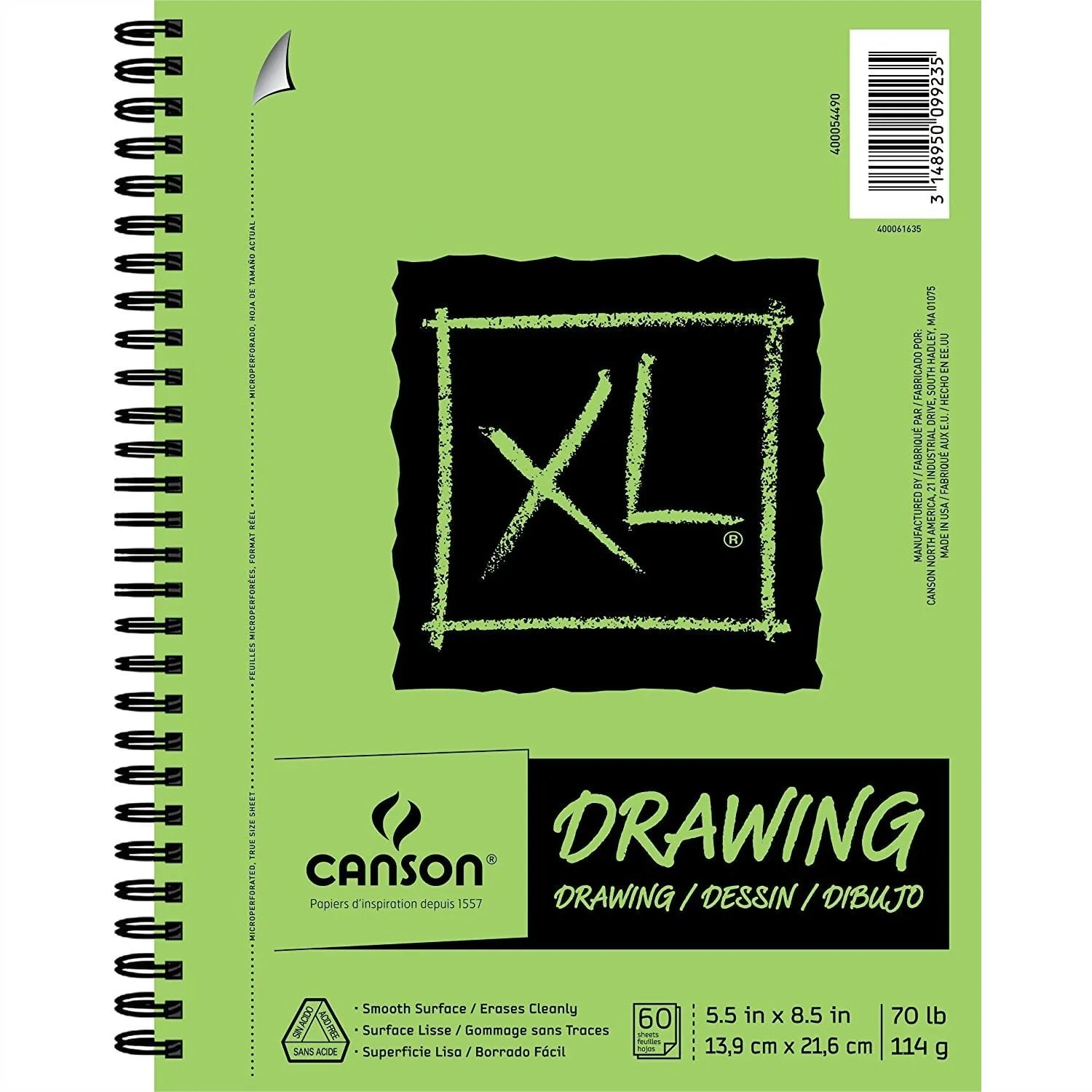 

Wirebound Drawing Paper Pad 5.5x8.5 Inches 60 Sheets 70lb 114g Smooth Surface for Pencil Charcoal Colored Pencil Ink Pastel Marker