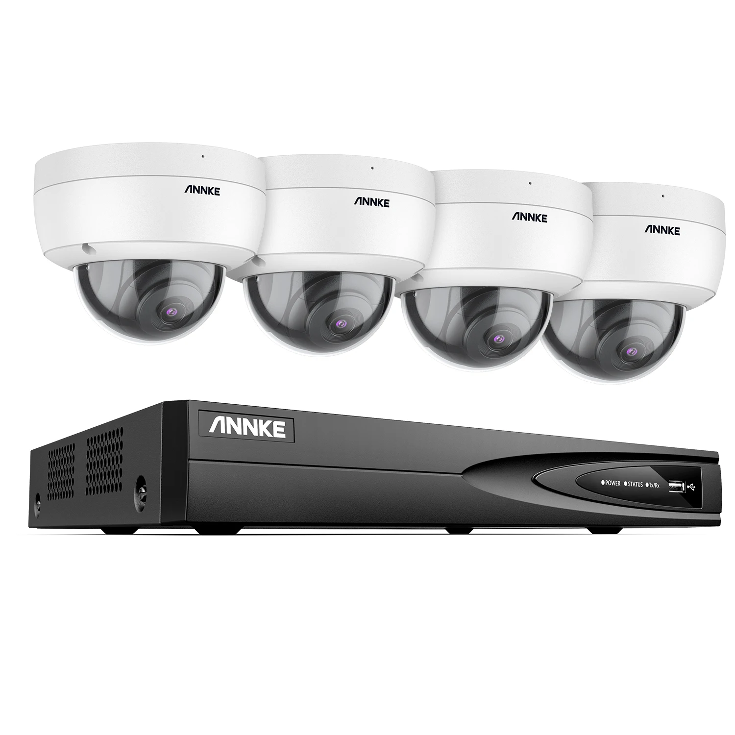 ANNKE 4CH NVR 5MP Dual Light Outdoor Surveillance Camera System 2.8MM Lens Person/Vehicle Detection 265+ PoE Camera Video Kits