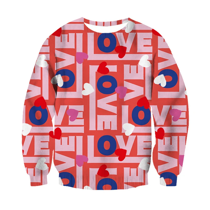 

Love Pattern Printed Sweater 3D All Over Printed Men Round Neck Casual Sweatshirt Long Sleeve Shirts Coat Unisex Streetwear Tops