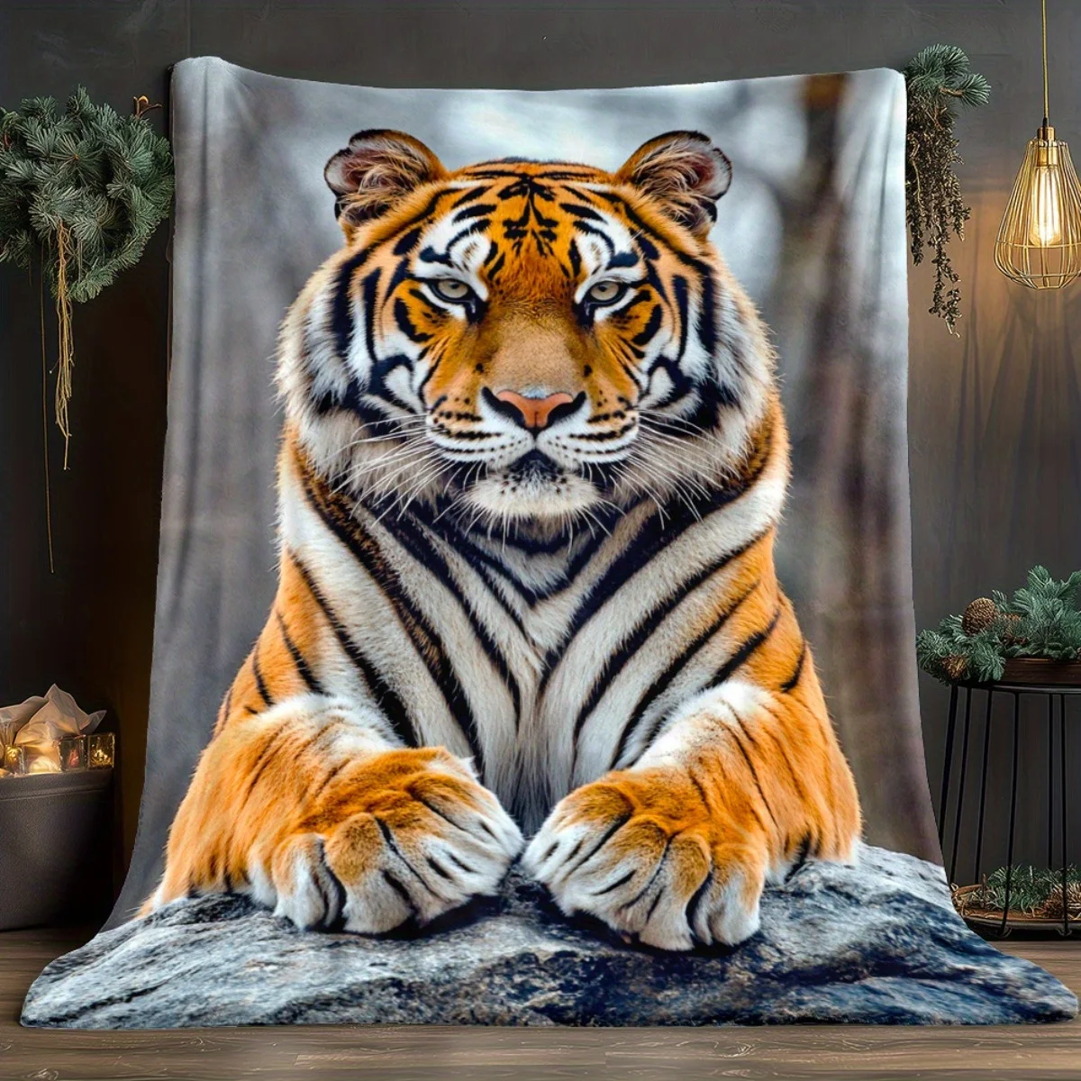 Luxuriöse Realistische Tiger-Print Plüschdecke für Sofa Couch Dekoration Dschungeltier-König Winter Fleece Geschenk