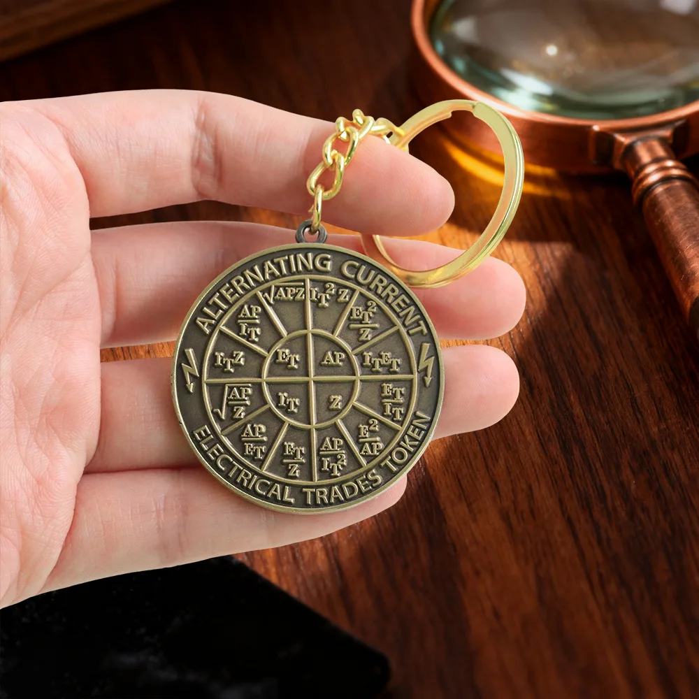 Ohm's Law Wheel Keychain Electrical Industry Token Keychain Electrical Engineering Physics Jewelry Pendant