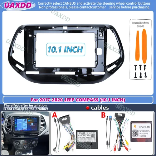 Imagen 1 del producto Para 2017-2020 JEEP COMPASS 10,1 pulgadas coche dvd mp5 fascias vídeo salpicadero audio marco multimedia panel reproductor cable arnés canbus