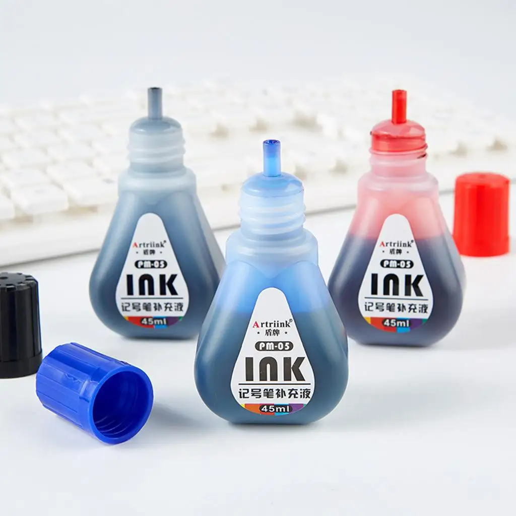 3x Refill Ink for Permanent Marker Replacement 45ml Portable Waterproof Replenishing Liquid Quick-Drying 3 Colors Supplies