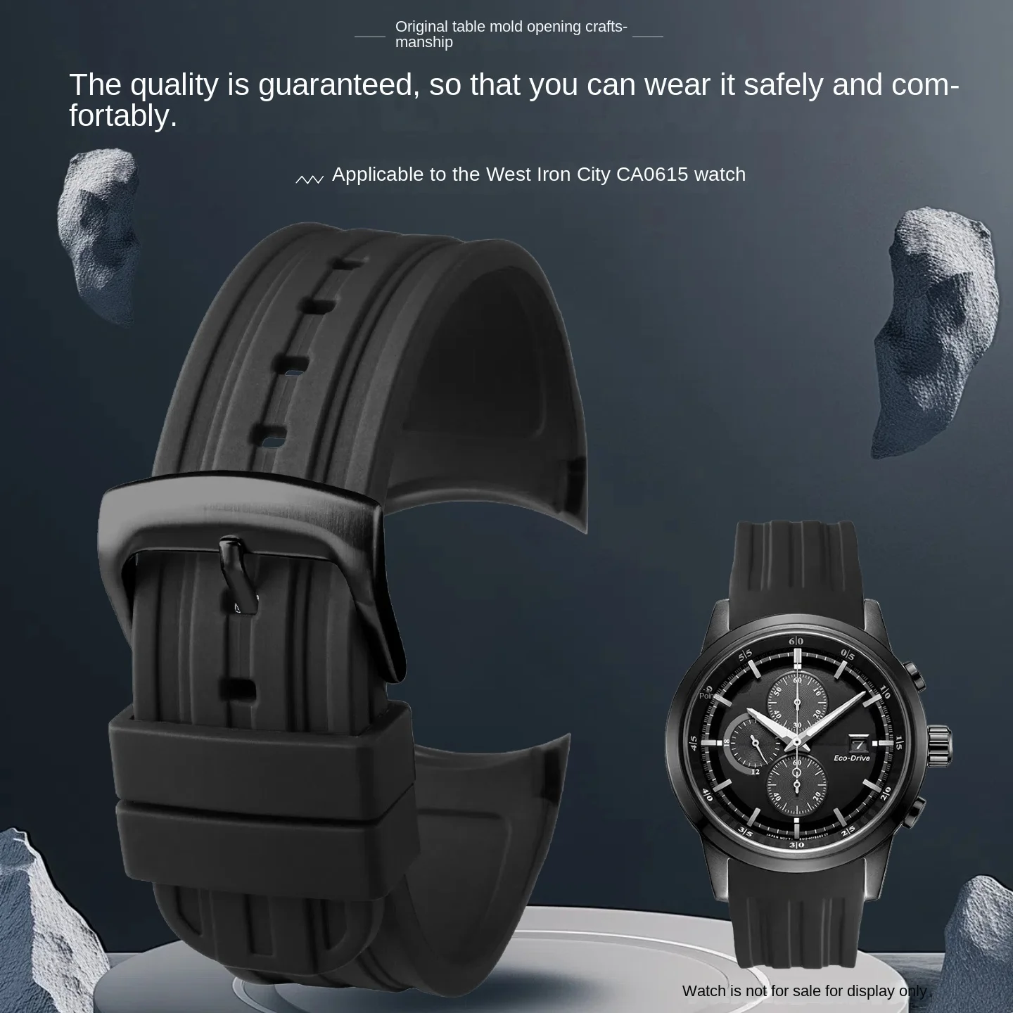 Curve end watch band For Citizen Eco-Drive CA0615-59/CA4500 Silicone Watch Strap - 22mm arc-shaped Band Men's watch accessories