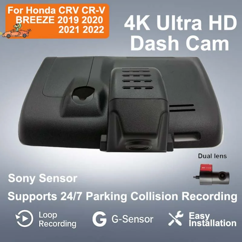 

Для Honda CRV CR-V BREEZE 2019 2020 2021 2022 4K HD 2160P Новый Plug And Play Dashcam Wi-Fi Автомобильный видеорегистратор с приложением Часы