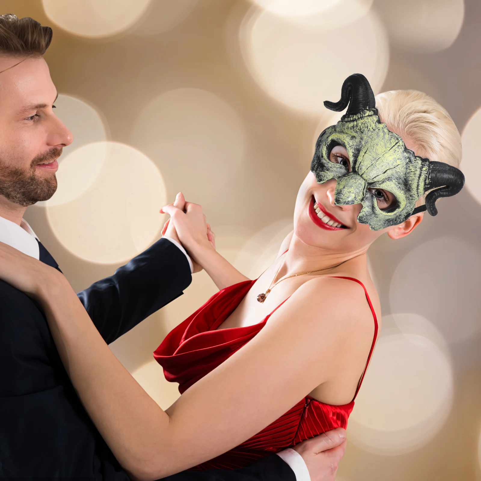 

Scary Halloween Masks Adult Costume Goat Beige Party Prop Horror Mask Half Face Fancy Novelty Cosplay Accessory