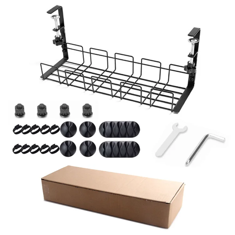 No-Drill Under Desk Cable Management Tray Iron Power Strip Organizer X Cm Fits Desktops