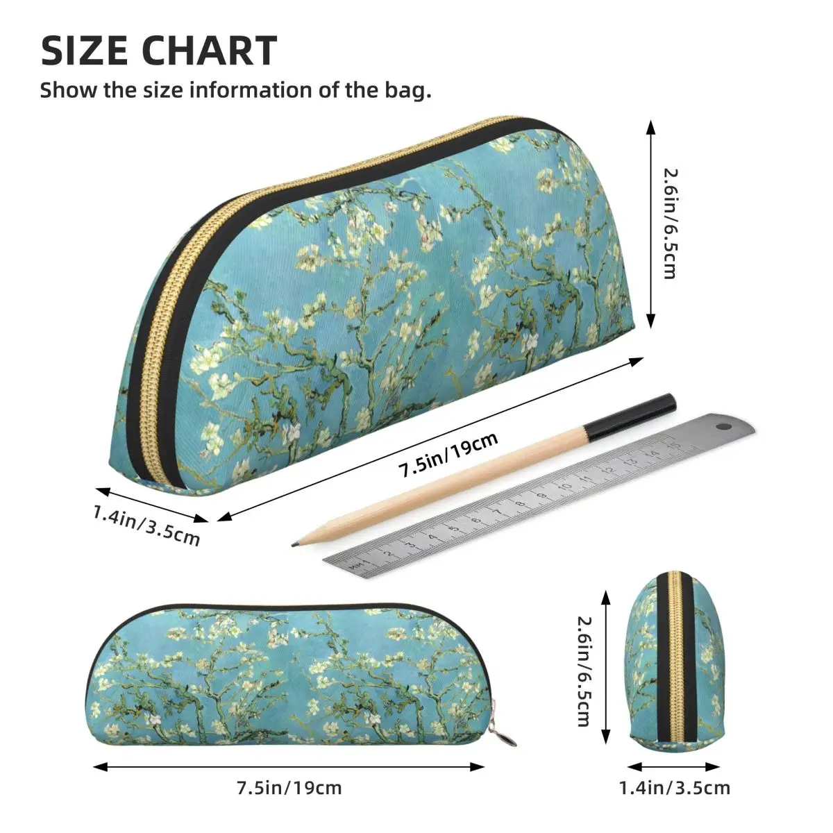 فان جوخ شجرة اللوز مقلمة حامل قلم تخزين لوازم القرطاسية سعة كبيرة صندوق القلم حقيبة أقلام رصاص لمدرسة الطلاب