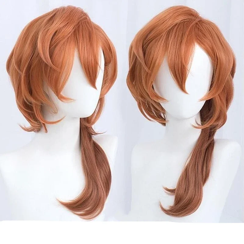 Anime Bungo Stray Dogs Chuya Nakahara Chuuya Cosplay Wig Heat Resistant Synthetic Hair Wigs + Wig  Headwear