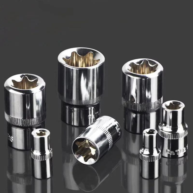 1/4 "Drive Tipo E Testa a bussola Cr-v Lega Tipo a stella Prese Chiave a cricchetto Testa E4 E5 E6 E7 E8 E10 Riparazione automatica Utensili manuali