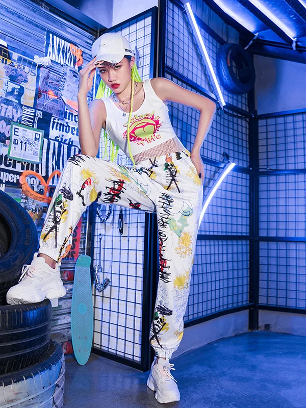 Promotional Bar DJ Stage Performance Outfit Women's Fashion High Waist Long Pants Hip Hop Style Set New Arrival