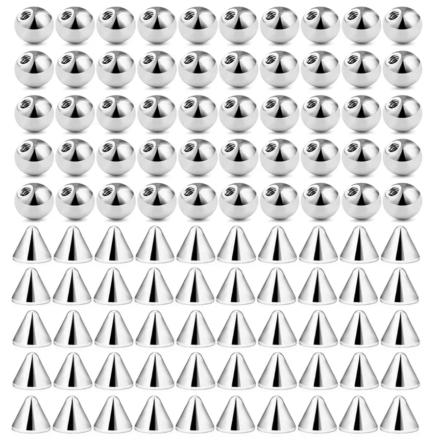 100pc/set 3mm Replacement Spare BALLS  SPIKES Labret Barbell Bar Piercing Attachments DIY Stainless Steel Body Jewelry Gift
