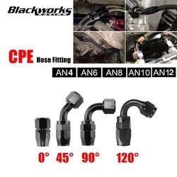 Universal AN4/AN6/AN8/AN10/AN12 Straight 0°/45°/90°/120° Degree Oil Fuel Swivel Hose End Fitting CPE Oil Hose End Adaptor Black