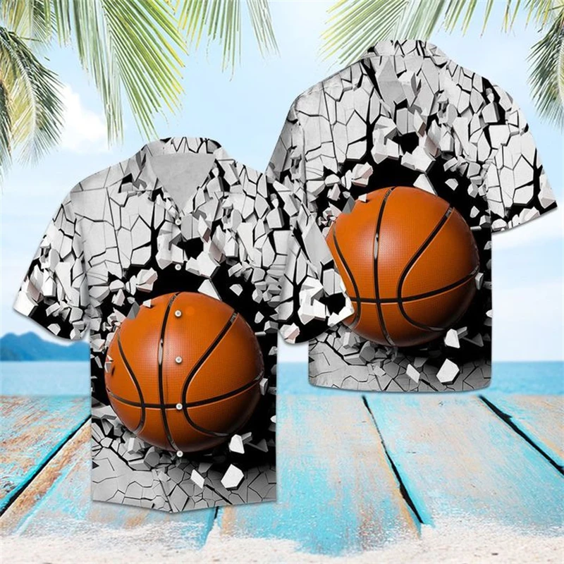 Ball Game Printed Cool Shirt 3D Print Basketball Bowling Novel Pattern Shirts Casual Sports 2025 New Short Sleeve Button Blouse