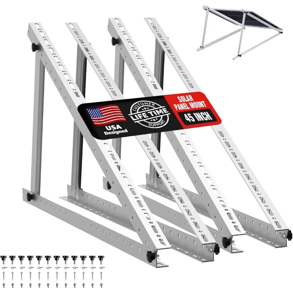 

US Shipping Solar Panel Mount Brackets 2 Sets 45 Inch Adjustable Foldable Tilt Legs for 2-4 pcs 180W to 500W Roof RV Boat