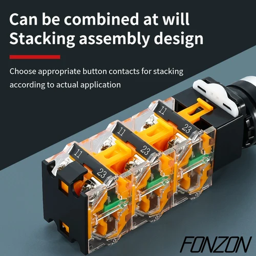 Imagen 2 del producto LA38-11ZS autobloqueo 22mm interruptor de botón de encendido de emergencia cabeza de seta botón de parada de emergencia 10A 1NO 1NC