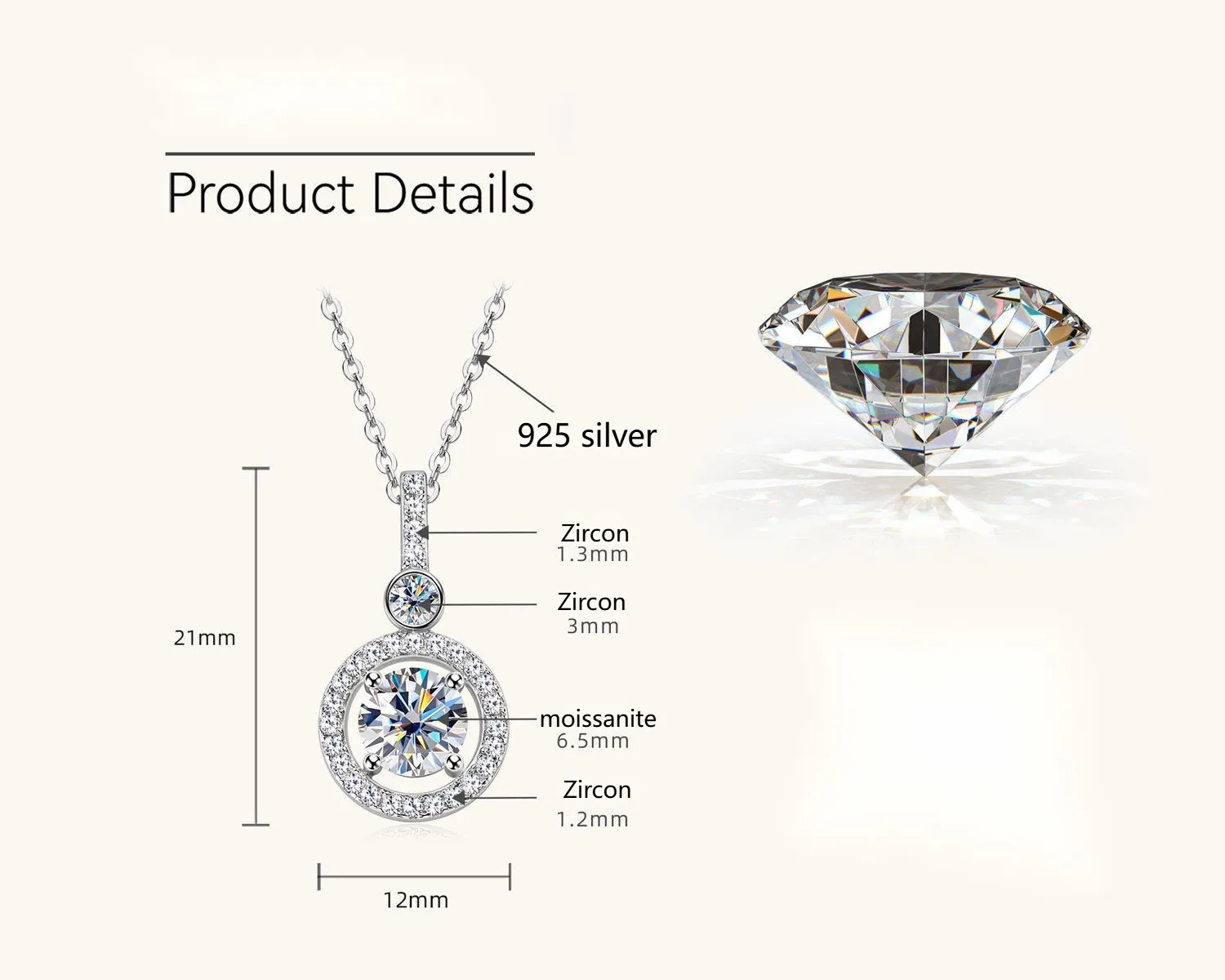 JoiasHome الفاخرة الساطع 925 فضة مويسانيتي قلادة Helios 1CT D ColorNecklace متعدد الألوان غرامة مجوهرات هدية الزفاف