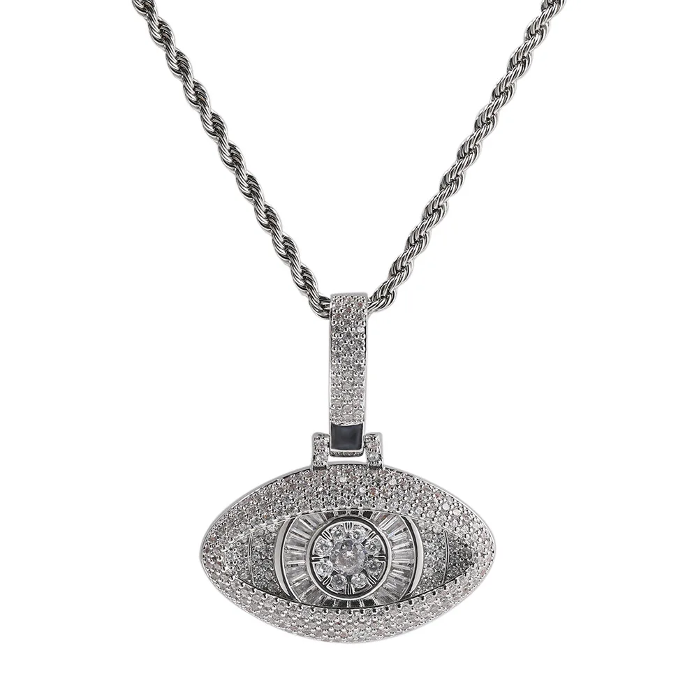 

Full CZ Eyes Bling Bing Iced Out Pendant Necklace Rock Rapper Fashion Hip Hop Jewelry BP308