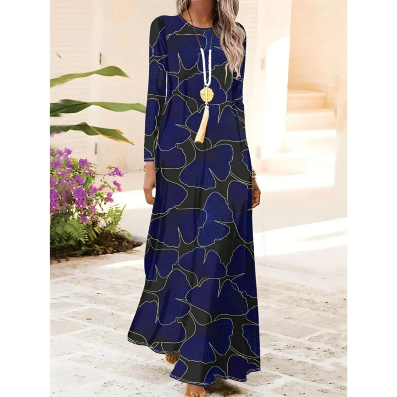 Spring and Summer New Style Fashionable and Elegant Women's Dress Long Sleeves Loose Casual Long Skirt for Women